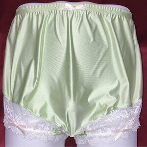 1X 2X Ritzy Knickers Mushroom Gusset Granny Panty Silky Nylon Satin Brief Sissy